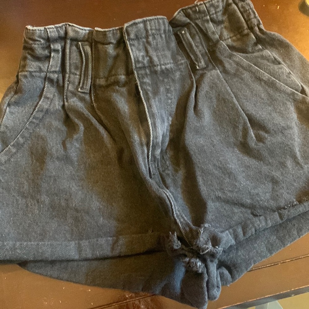 black denim shorts